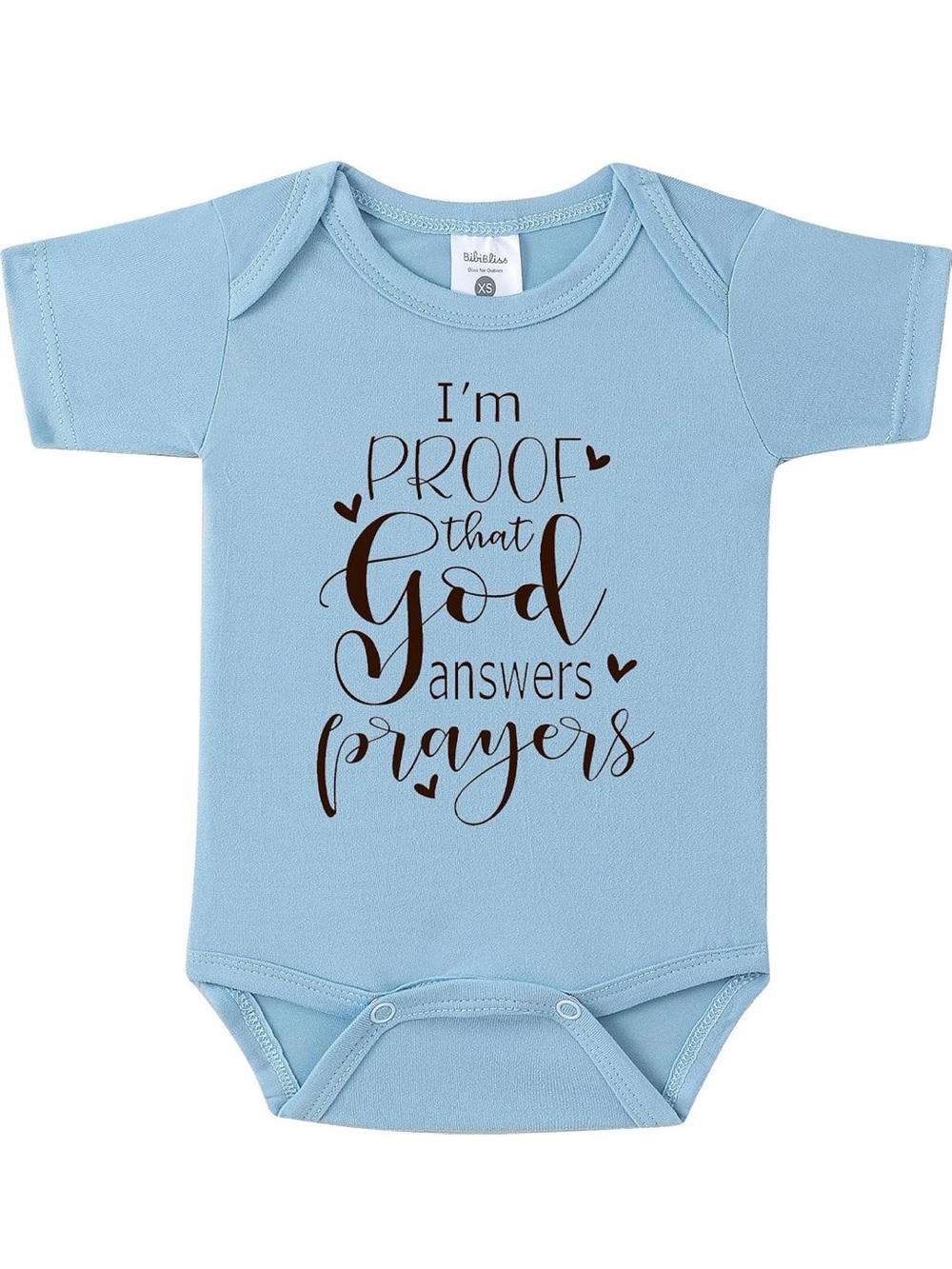 Baby One-Piece Bodysuit - Light Blue "I'm Proof That God Answers Prayers"